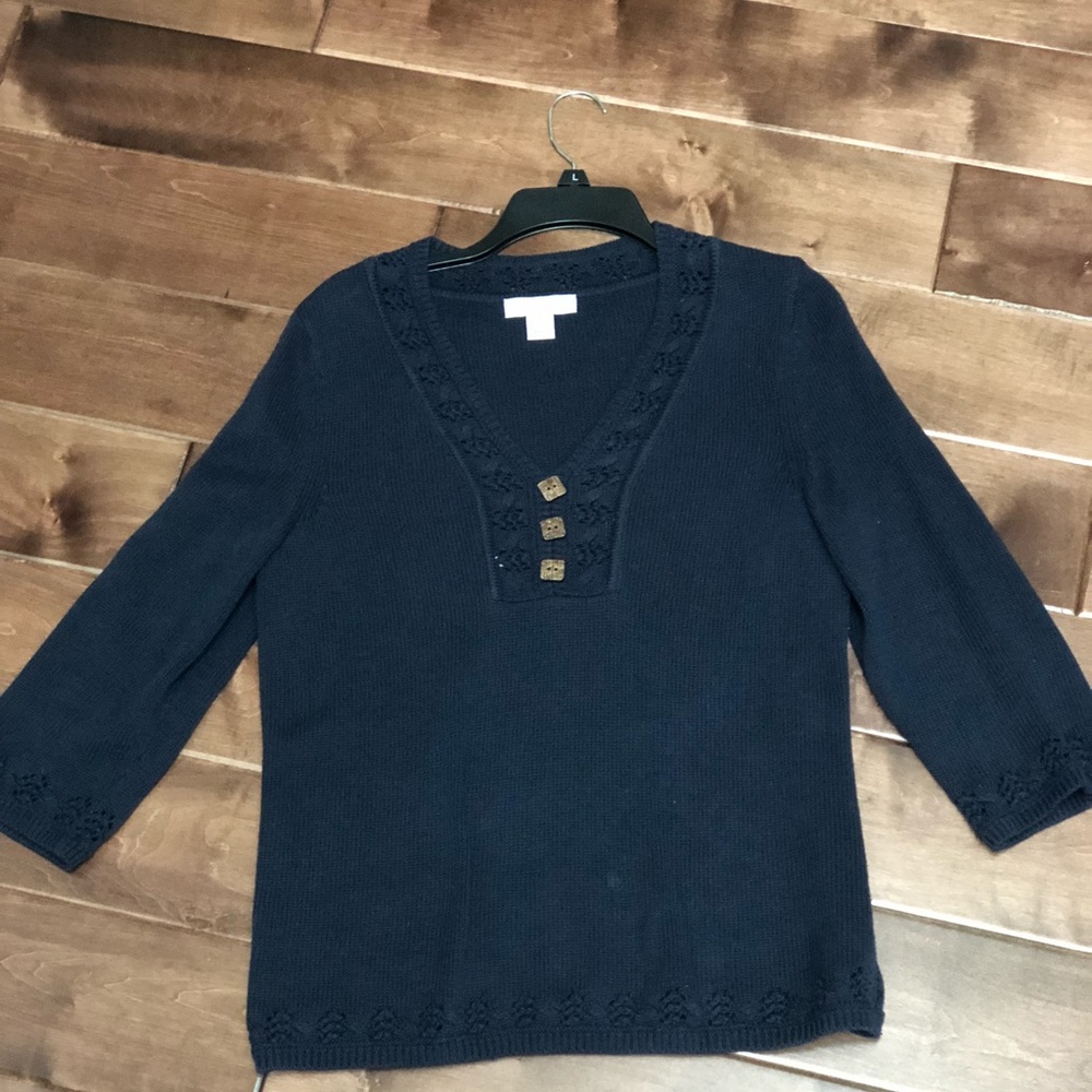 Navy Blue Shirt Wooden Buttons
